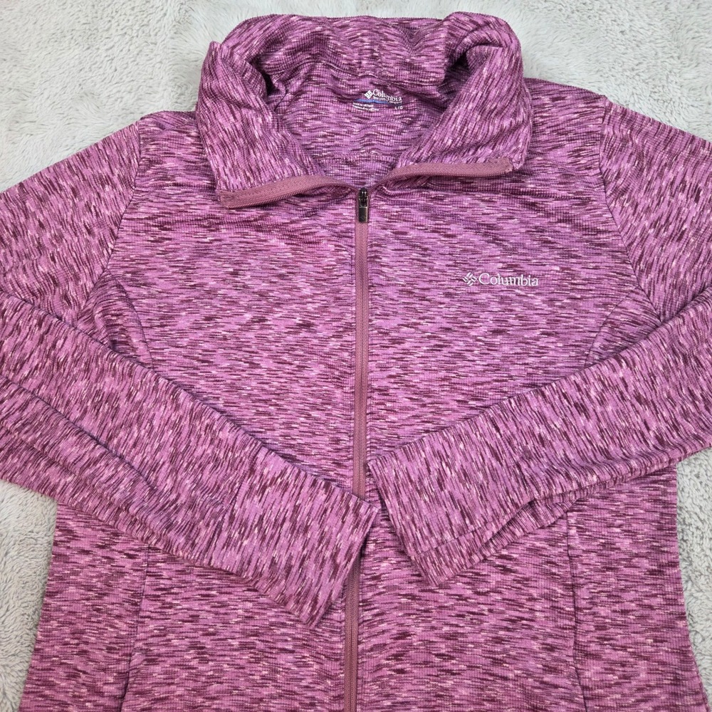 Columbia Full Zip Jacket Womens L Space Dye Mock Neck Lightweight Active Purple